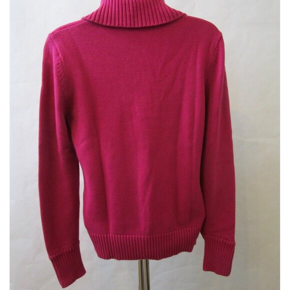 August Silk 100% Cotton Sweater Size Medium Button Neck Pullover Turtleneck Pink - Picture 8 of 11